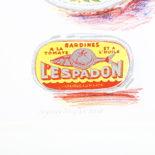 1587 - Glynn Boyd Harte (1948 - 2003), large lithograph, Sardines I, signed in pencil, no. 9/75, framed, ov... 