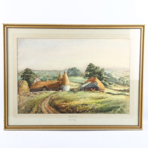 1597 - Duncan Russell, watercolour, near Bovey Tracey, 36cm x 53cm, and T Sharples, watercolour, farm lands... 