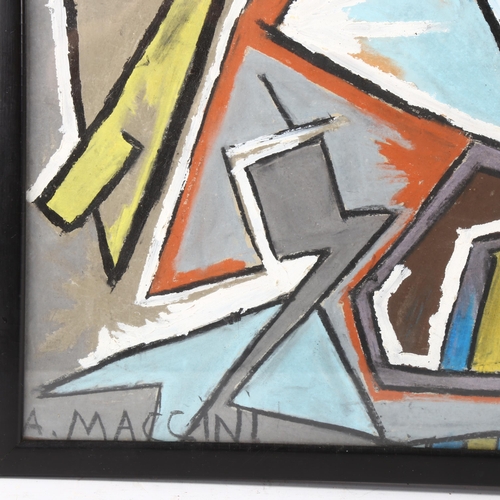 1598 - A Maccini, gouache/watercolour on paper, abstract, signed, 44cm x 63cm, framed