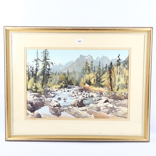 1601 - E Charles Simpson, watercolour, the Mackenzie Mountains, Central Vancouver Island British Columbia C... 