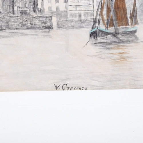 1614 - Walter Greaves (1846 - 1930), watercolour/pencil, Chelsea Old Church from the Thames, signed, 18cm x... 