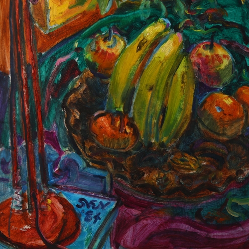 1642 - Sven Berlin (1911 - 1999), oil on board, still life, signed and dated 1984, 91cm x 61cm, framed