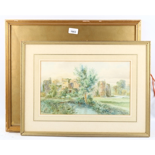 1663 - 2 watercolour studies of Bodiam Castle by E M Seddon, 1925, and M Crouse, framed (2)