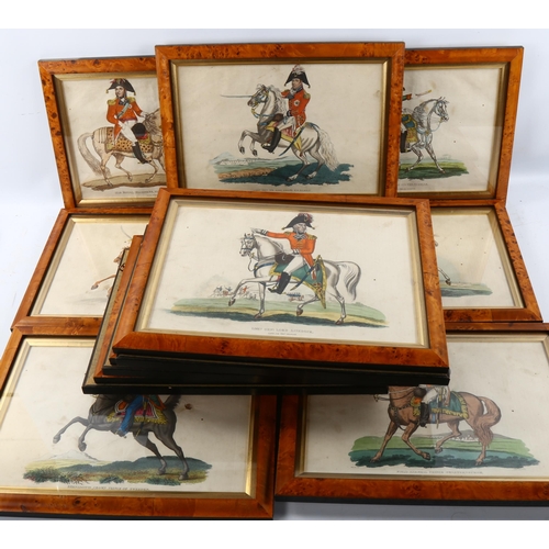 1669 - A series of 20 hand coloured prints, portraits of military subjects, in maple frames, overall frame ... 