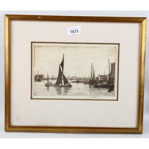 1673 - Douglas Smart (1879 - 1970), The Pool of London, signed in pencil, plate 14cm x 22cm, framed