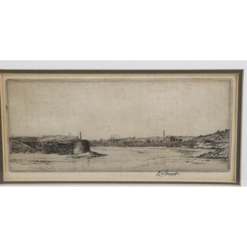 1675 - Douglas Smart, 2 etchings, Swansea 1926, 7cm x 17cm, and Berwick, 19cm x 22cm, framed (2)