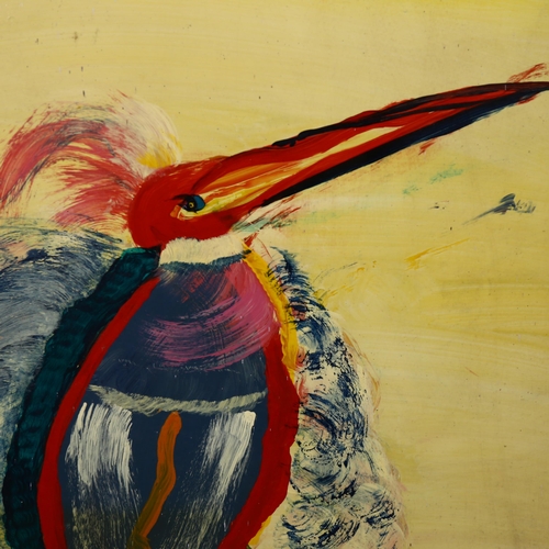 1689 - Riker, oil on board, proud bird, inscribed verso, overall frame dimensions, 125cm x 110cm