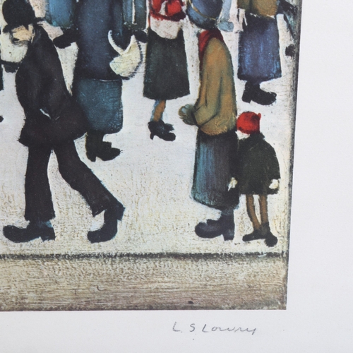 1693 - L S Lowry, colour print, market scene, signed in pencil, image 46cm x 55cm, framed, together with a ... 