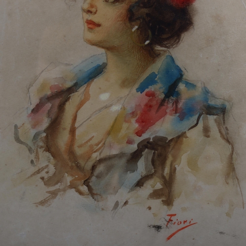 1720 - Fiori, pair of watercolours, portraits of Italian girls, signed, 35cm x 24cm, framed