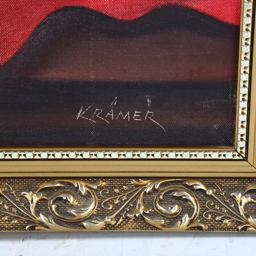 1732 - W Kramer, contemporary oil on canvas, violin, 50cm x 60cm, framed