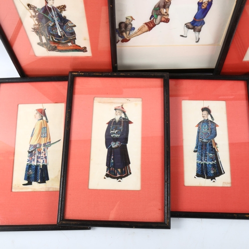 1737 - A group of 7 Chinese 19th century watercolours on rice paper, including Royal portraits, 16cm x 10cm... 