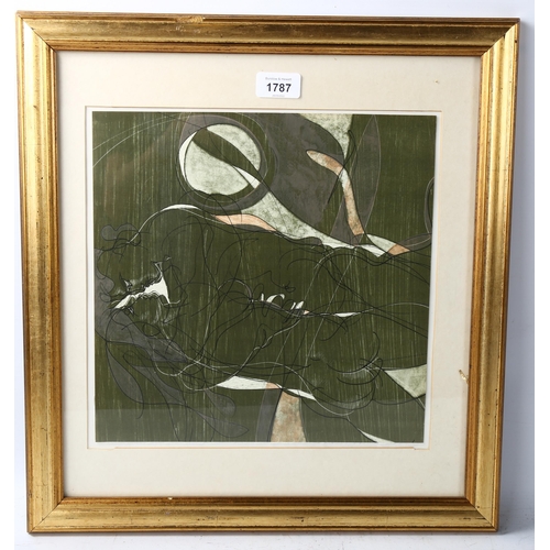 1787 - Hans Erni, lithograph, the lovers, circa 1960s, image 29cm x 29cm, framed