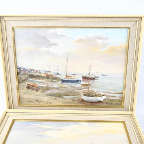 1806 - Pat Ballard, pair of oils on board, Essex estuary scenes, signed, 30cm x 39cm, framed