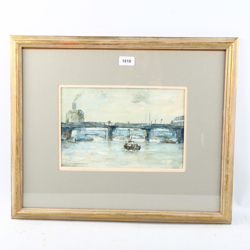 1810 - Robert Hay, oil on board, scene on the Thames, signed and dated 1985, 20cm x 30cm, framed