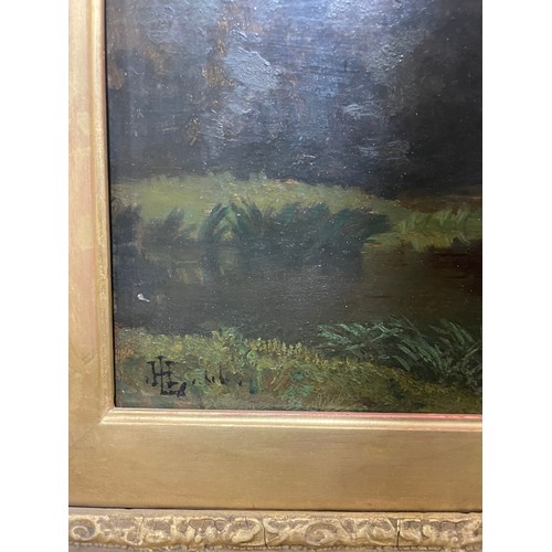 1716 - 19th century oil on wood panel, rural scene, signed with monogram and indistinctly inscribed, 25cm x... 