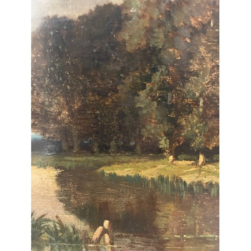 1716 - 19th century oil on wood panel, rural scene, signed with monogram and indistinctly inscribed, 25cm x... 