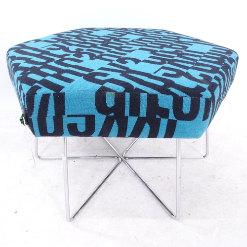 2158 - A contemporary designer Noughtone Pollen hexagonal stool, by David Fox, upholstered in letters fabri... 