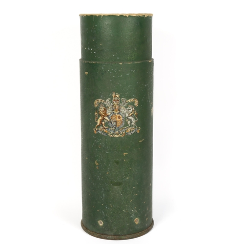 111 - A 19th Century British Military green board artillery shell carrier, height 57cm