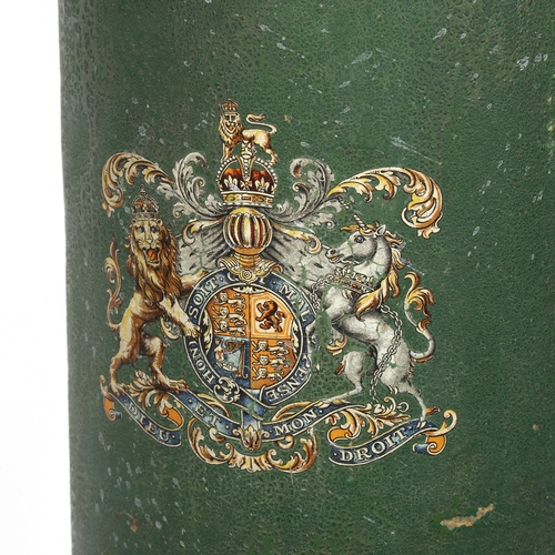 111 - A 19th Century British Military green board artillery shell carrier, height 57cm