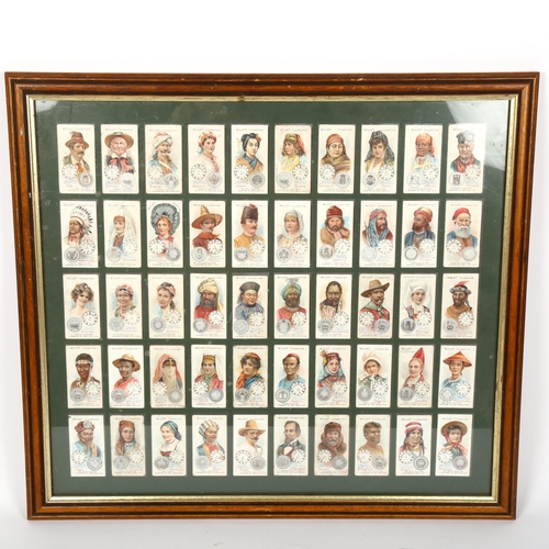 118 - A framed set of 50 Wills's Time And Money In Different Countries cigarette cards, overall 46cm x 51c... 