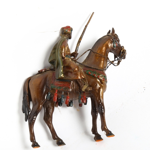 153 - Austrian cold painted bronze Arab rifleman on horseback, length 12cm, height 15cm