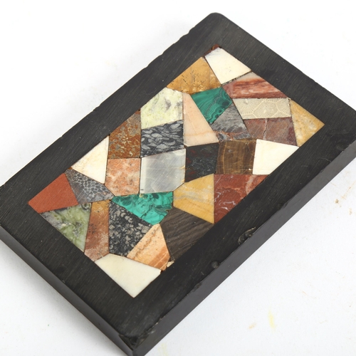 164 - A small Italian Pietra Dura hardstone and slate desk weight, 10.5cm x 7cm