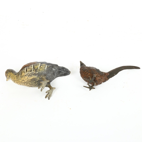 182 - Austrian cold painted bronze grouse, height 7cm, and cold painted bronze pheasant