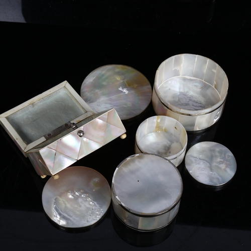 209 - 4 mother-of-pearl trinket boxes, including casket example, width 8cm (4)