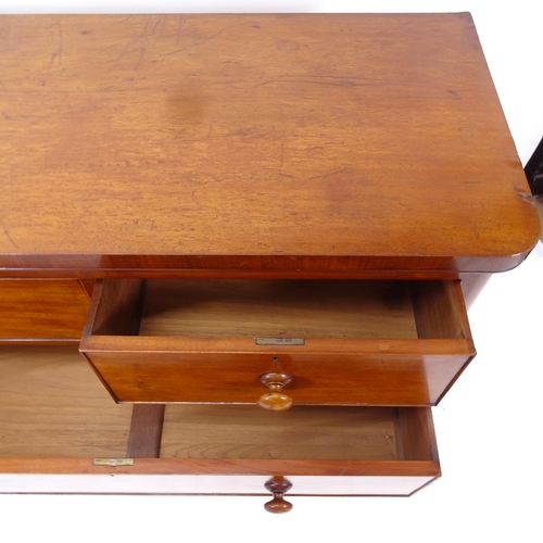 2096 - A Victorian mahogany chest of 2 short and 3 long drawers, on bracket feet, W116cm, H116cm, D50cm