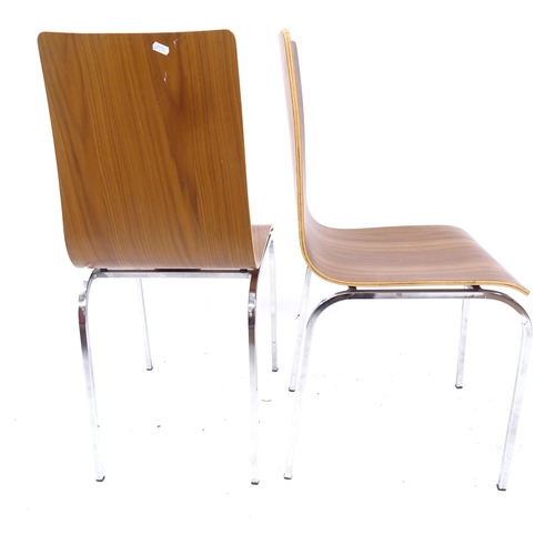 2098 - A set of 6 mid-century style bent-ply dining chairs, on chrome legs