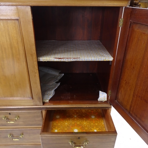 2104 - A 19th century walnut cabinet on chest, with 2 short and 3 long drawers, on bracket feet, W90cm, H15... 