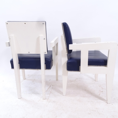 2123 - A pair of French Mid-Century design armchairs in the manner of Andre Sornay, with later painted fini... 