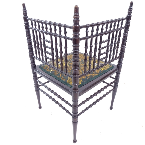 2129 - A late Victorian American Aesthetic movement ornately turned corner chair