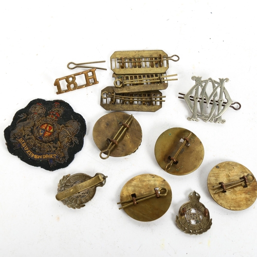 213 - Various military badges, including Queen Mary's Own