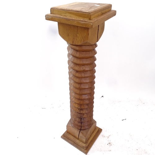 2172 - An Antique French oak spiral turned column, W20cm, H82cm