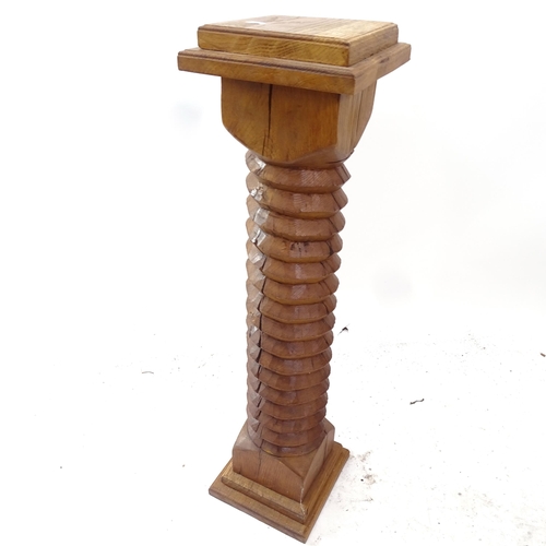 2172 - An Antique French oak spiral turned column, W20cm, H82cm