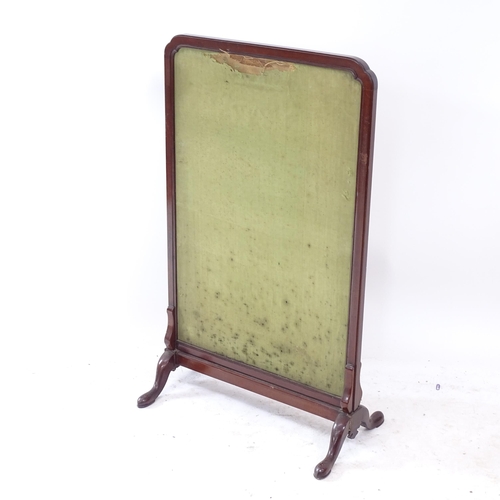 2257 - An Antique mahogany-framed fire screen, with silk embroidered decoration, W49cm, H80cm