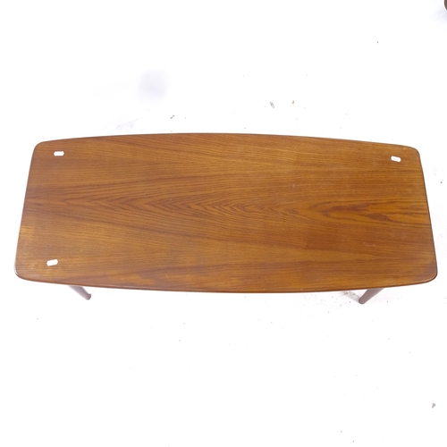 2264 - A mid-century style 2-tier teak coffee table, L105cm, H39cm, D45cm