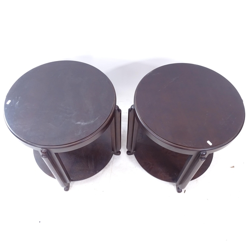 2276 - A pair of circular Art Deco style 2-tier lamp tables, D68cm, H62cm