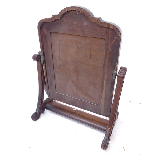 2295 - A Victorian mahogany-framed arch-top swing toilet mirror, W53cm, H72cm