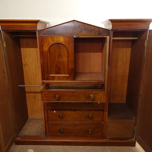 2300 - A 19th century mahogany sentry box compactum wardrobe of 5 sections, consisting of a centre section ... 