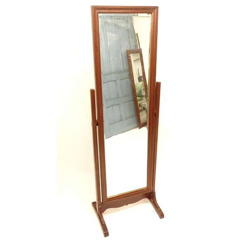 2502 - A modern mahogany-framed cheval mirror, W53cm, H163cm, D39cm, and a modern oak-framed wall mirror, W... 