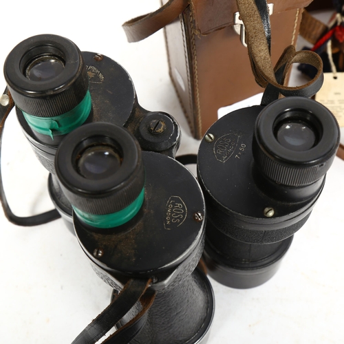 273 - A pair of Ross Bino Prism no. 5 Mk II binoculars, and a Ross 7x50 monocular, both leather-cased (2)