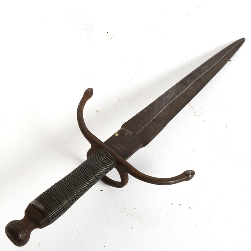 297 - A forged steel parrying dagger, blade length 27cm