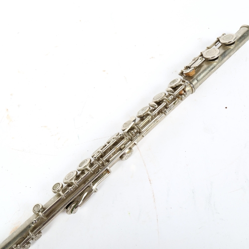 380 - An Italian Rampone & Cazzani chrome flute, length 68cm