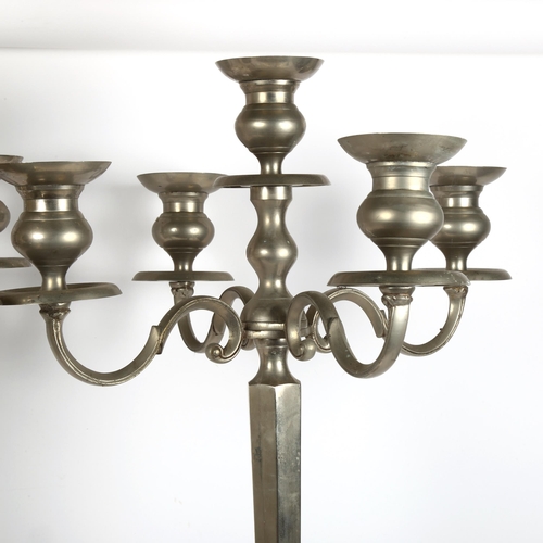 389 - A large pair of aluminium 5-light candelabra, height 79cm