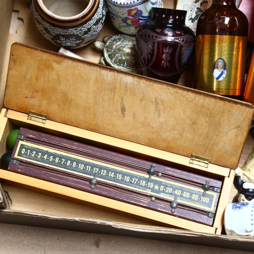 406 - Various collectables, including cast-iron puppy doorstop, Royal Doulton Lambeth tobacco jar and cove... 