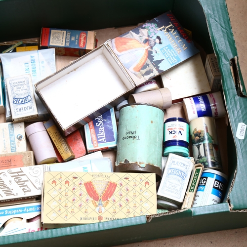 407 - Vintage boxes and containers, including Will's Gold Flake, tobacco, polyfoil fire proof serpentines ... 