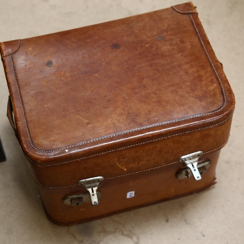 409 - An Antique Chubb & Sons money box, black aluminium Deed box, and brown leather case (3)