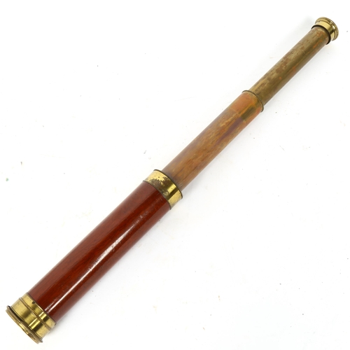 63 - An Antique 2-draw telescope, by G Davis of Leeds, extended length 46.5cm